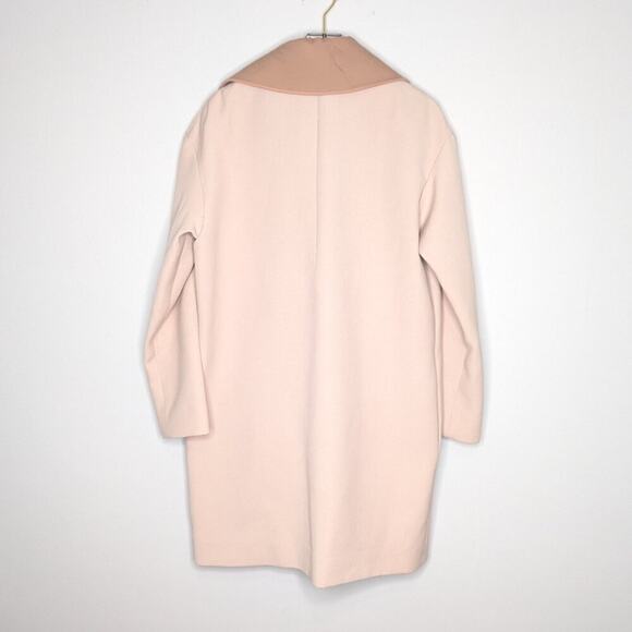 COS Pale Pink Long Sleeve Coat Zip Up Pockets Detachable Collar Lined Size 2 - Picture 2 of 8